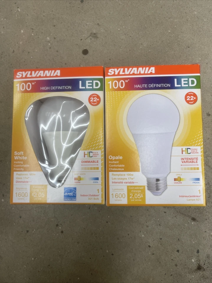 2 Count Sylvania High Definition 100w/17w LED Soft White Dimmable A21 Bulb - Image 2 of 4
