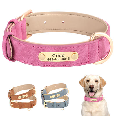 Personalized Dog Collar Leather Personalized Leather Dog Collar – Soft Padded Adjustable With Custom Name ID Tag Breakaway Dog Collar - Foto 2