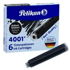 Pelikan Mini 4001 TP/6 301218 Ink Cartridges, Brilliant Black, 0.8ml, Pack of 6