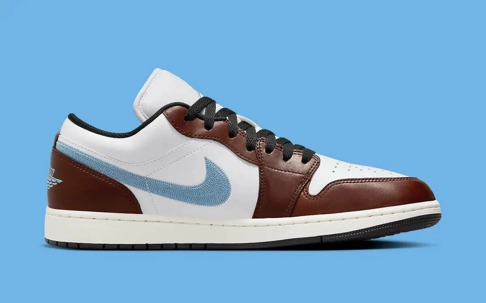 Nike Air Jordan Retro 1 Baixo Branco Azul Cinza Marrom FQ7832-142 Masculino Vários Tamanhos - Imagem 2 de 4