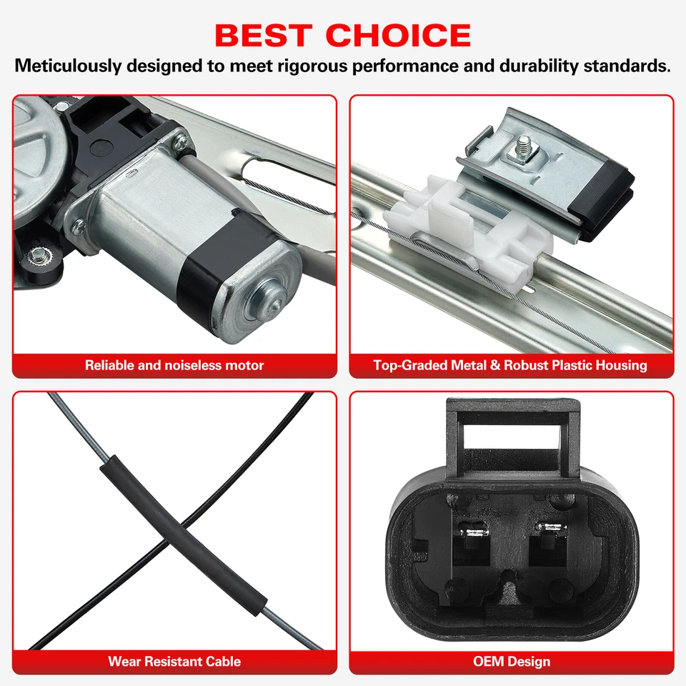 Power Window Regulator w/Motor for Chevy Silverado GMC Left Front Driver Side - Image 3 of 4