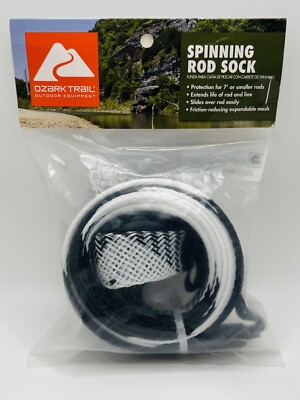 Ozark Trail Spinning Rod Sock For 7' or Smaller Rods Black White