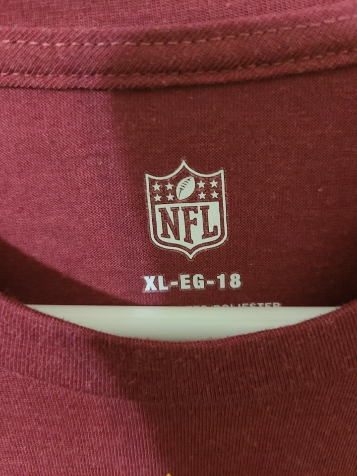 Washington Redskins Youth Xl (18) 勃艮第 NFL Dri-Tek 短袖 T 恤 — 第 3/4 张图片