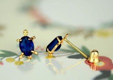 14k Yellow Gold Turtle Birthstone Stud Earring
