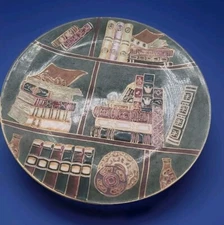 Oriental Accent Porcelain Plate Library Book Theme Very Nice Decorative 9.75”