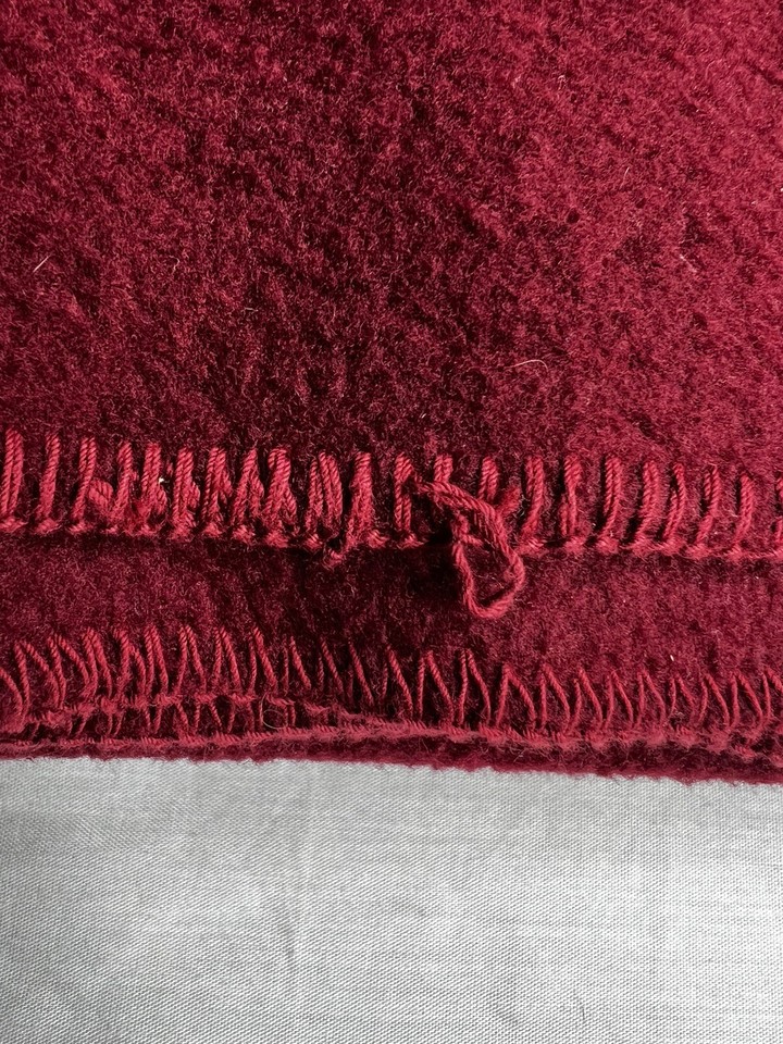 Ralph Lauren Polo Bear Blanket Maroon Red Fleece Embroidered Whipstitch