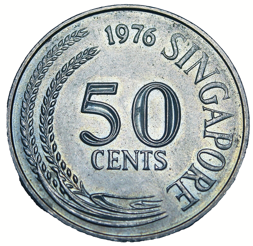 Singapore 50 Cents, 1976 Gem Unc~Lion Fish~Free Shipping #A88 - 第 2/2 張圖片
