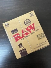 RAW Classic King Size Slim Rolling Paper Full Box 50 pack Sealed HBI