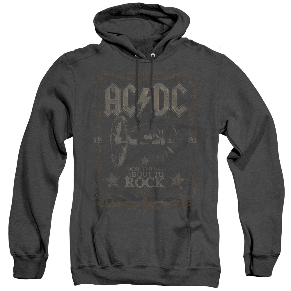 AC/DC Rock Label Adult Heather Pullover Hoodie Sweatshirt Black