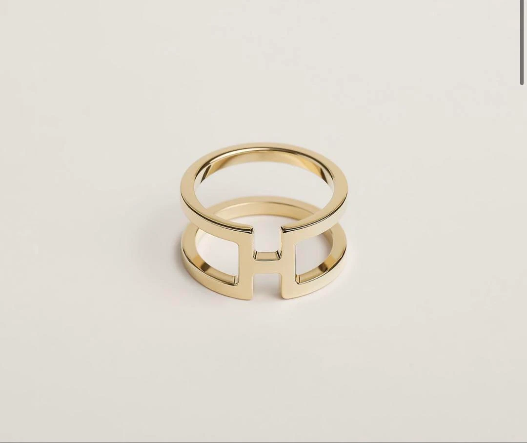 HERMÈS Anello sciarpa HERMES Permabrass H En Rond metallo tono oro