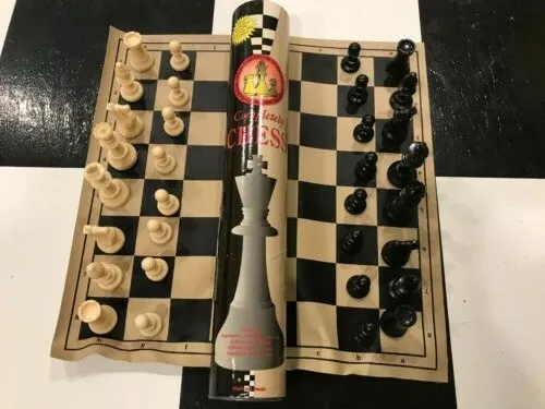 OFFICIAL Chess Federation of Canada Chess Set with Vinyl Mat in Tube -  Vintage