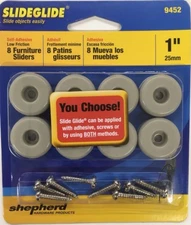 Shepherd 9452 Slide Glides Round Self-Adhesive Furniture Sliders