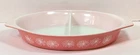 Vintage Pyrex Pink & White Daisy Divided Casserole Dish 1 1/2 Quart excellent