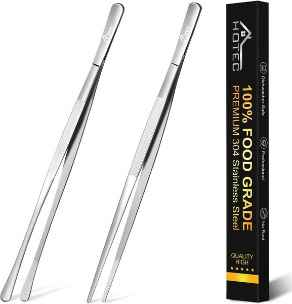 Grillzange Edelstahl 30Cm 2Er Set Kochpinzette ZubehöR FüR Grillen Kochen-image