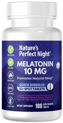 | Melatonin 10mg | 180 Quick Dissolve Tablets | Natural Mixed Berry Flavor |H...