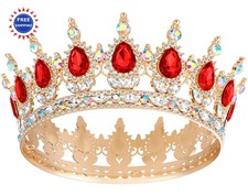 Queen Crown Tiara for Birthday Wedding Party Decorations Red Papoopy Women