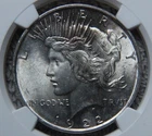 1922 BU U.S. Peace Silver Dollar NGC Brilliant Unc w Original Bag Fragment #2