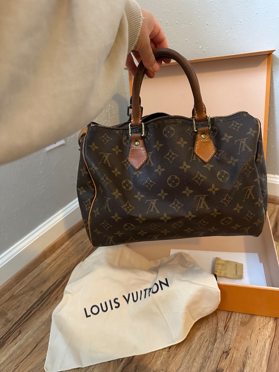 Louis Vuitton ブラウンレザーショルダーバッグ Louis Vuitton Speedy Shoulder Bag 30 Brown Canvas | eBay