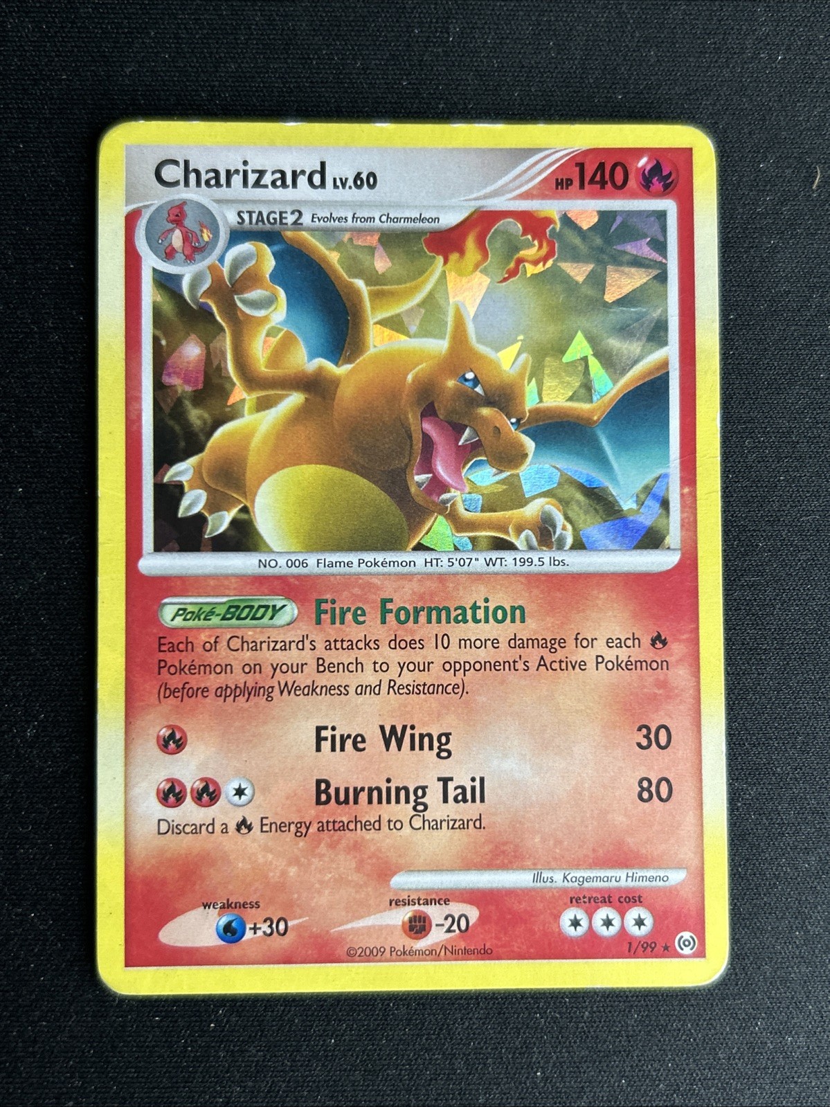 Pokémon TCG Charizard Lv60 Platinum Arceus Holo Card 1/99 Cracked Ice Rare
