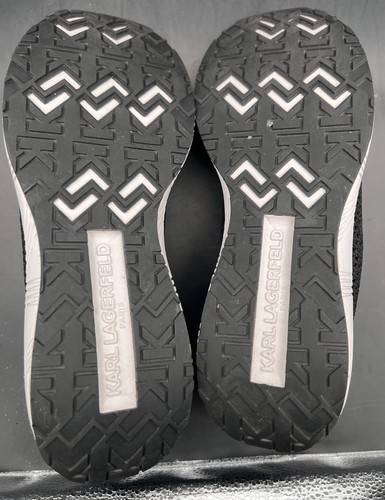 Karl Lagerfeld Paris sneaker da donna taglia 9 m RILA nere con bordo bianco alla moda - Foto 8 di 9