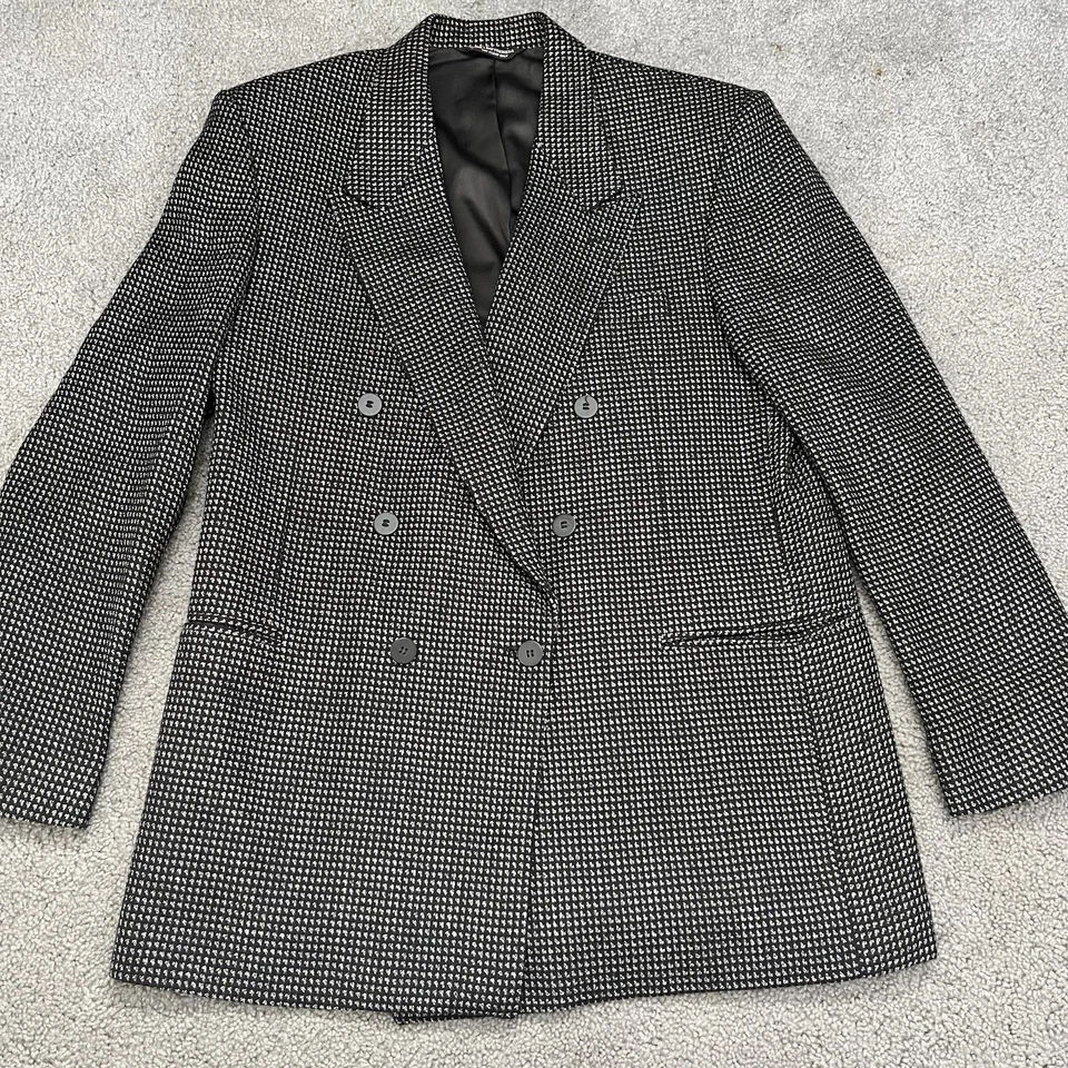 Chaqueta Blazer Raffinati Dorada Para Hombre 41 R Negra Cuadros Tweed Lunares Doble Pecho Foto 2 de 4