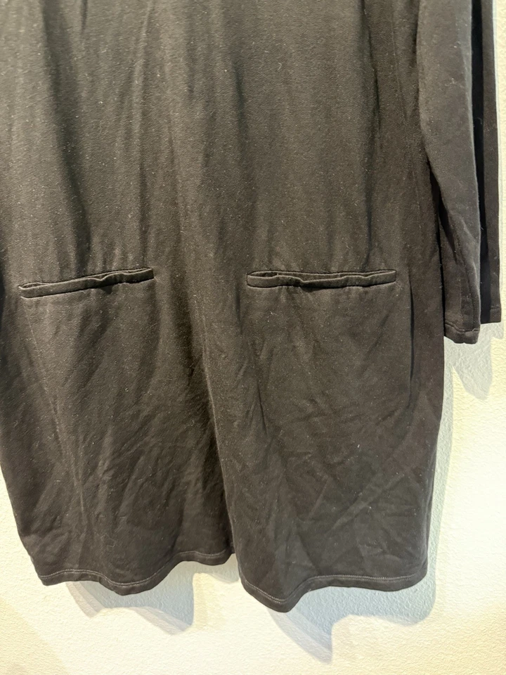 Vestido Eileen Fisher Negro Medio Elastizado Tencel Vellón, Cambio Suave/Flegante, Bolsillo Foto 2 de 4