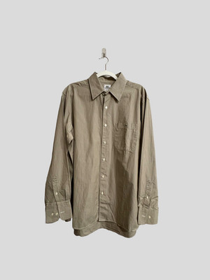 Men's Casual Shirt Lacoste Button Up Beige Striped Size: 44 Long Sleeve