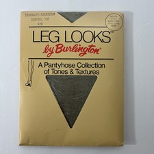 Leg Looks - Burlington - Vintage Pantyhose - Medium - Black - Triangles Backseam