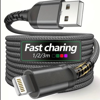 USB Charger Cable iPhone Lead 1m 2m 3m Fast Charging Data Lead iPhone, iPad