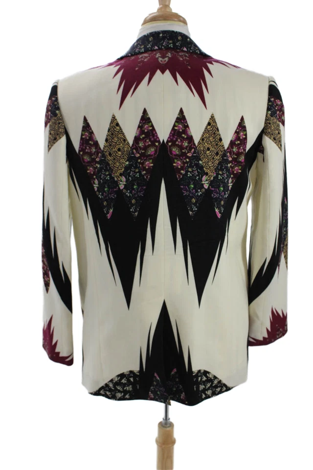 Etro Milano Mens Collared Long Sleeve Button Button Floral Print Blazer White Si - Image 4 of 4