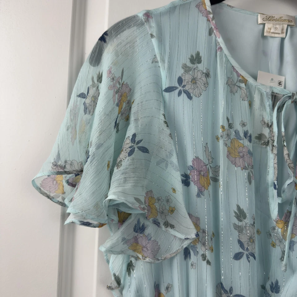 Shoshanna платье женщин размер 2 новом мульти цветочный шелк металлический макси оборки новый с Ярлыками - Изображение 4 из 4