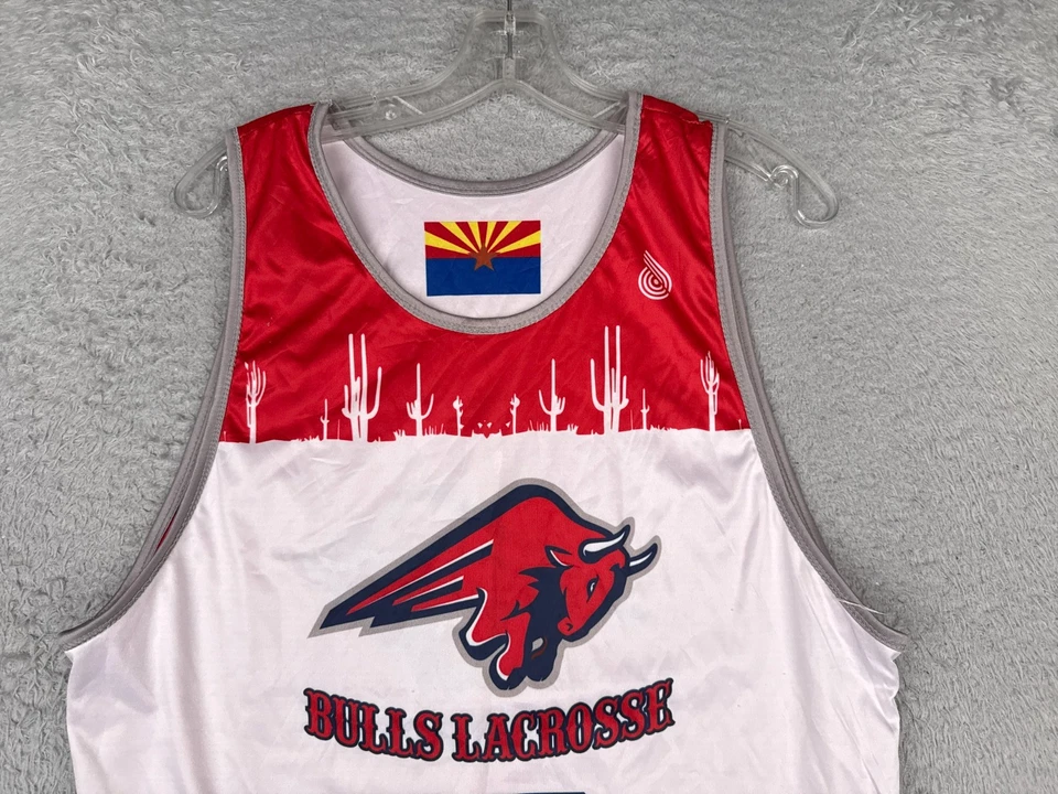 Camiseta de lacrosse East Valley Bulls adulto pequeña roja blanca Arizona tanque reversible Foto 4 de 4