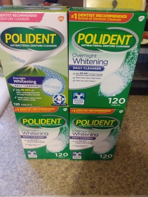 4 Boxes Polident 3 Minute Antibacterial Denture Cleanser 480 Tablets Expired