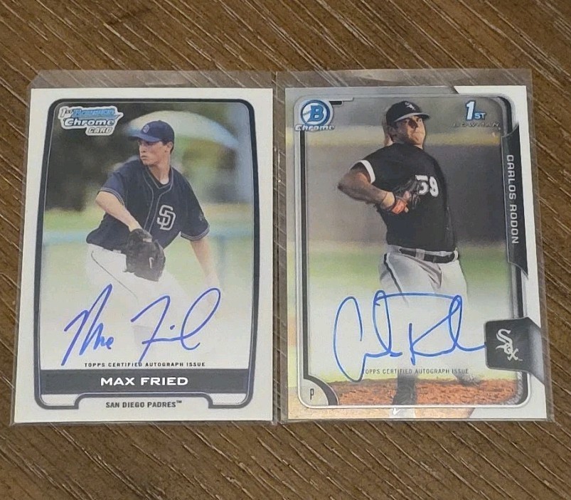 2012 Bowman Chrome Draft 1st RC Auto Max Fried + 2014 Carlos Rodon Yankees