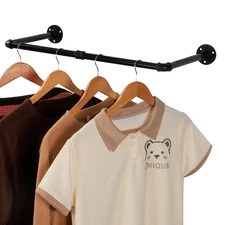 Wall Mounted Clothes Rack, 23.6 Inches Industrial Pipe Clothing Rack Shelf, M...