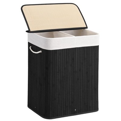 100L Laundry Hamper with lid, 2-Section Clothes Laundry Basket with Handles, ...