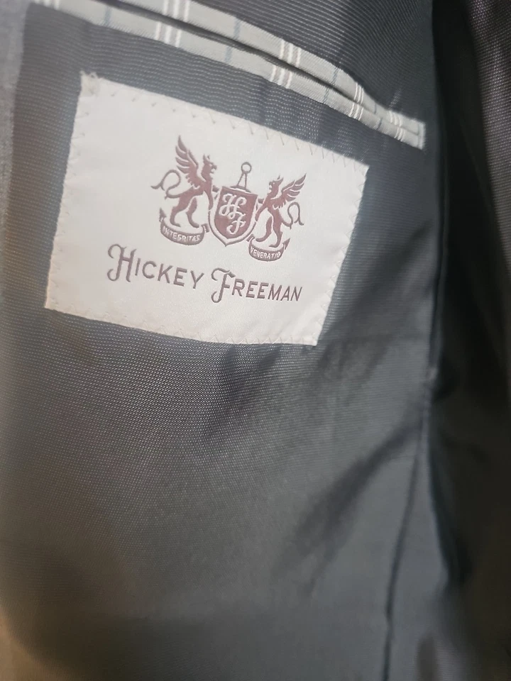 Hickey Freeman Men's Worsted Wool Sport Coat Blazer Gray Size 38R Made in USA - Image 4 of 4