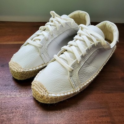 Anthropologie Soludos Izzy Leather Espadrille Sneakers Sz. 9 White New! Coastal 