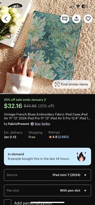 Vintage French blues textured iPad Mini 7 case