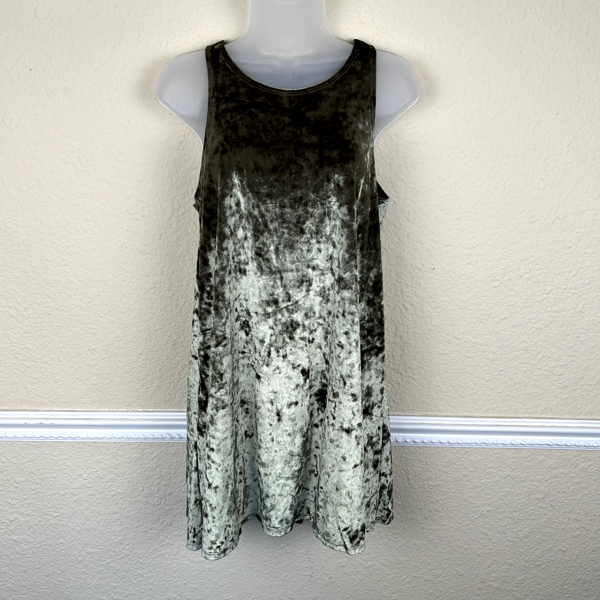 Forever 21 Green Stretch Crush Velvet Tunic Tank Top Dress XS Whimsigoth Fairy Forever 21 Green Stretch Crush Velvet Tunic Tank Top Dress XS Whimsigoth Fairy
