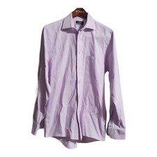 Chaps Essentials Mens Button Up Dress Shirt Purple Size Med Long Sleeve Casual