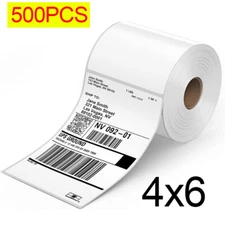 500 Sheets 4x6 Direct Thermal Shipping Label Perforated Mailing Sticker Paper