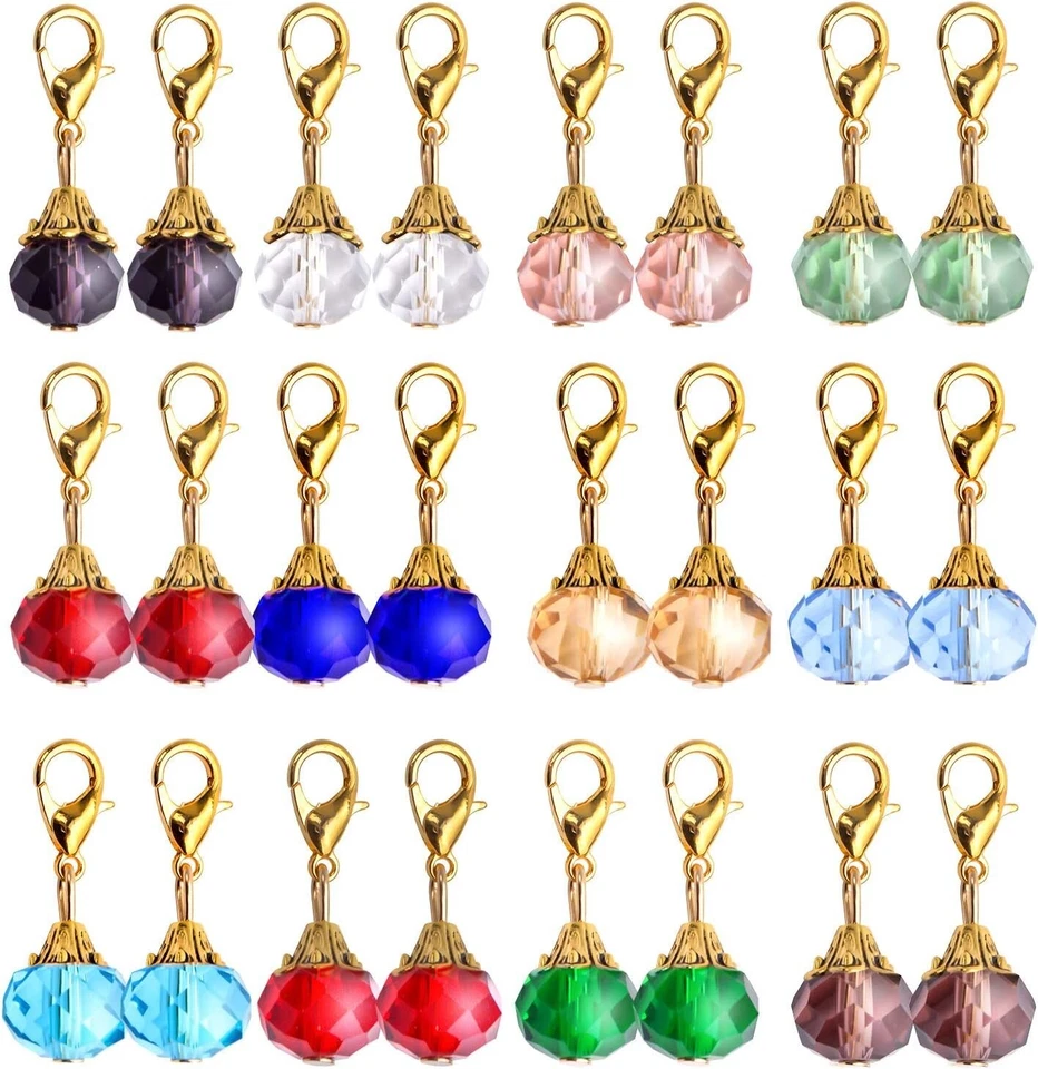 24 Piezas Cristal Cuelga, 12 Colores Cristal Facetado Cuelga Dijes Vidrio Colgante Foto 2 de 4