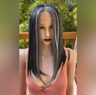 Daily WIG! straight bob cut Black with GREY Human Hair Blend, Lace Front