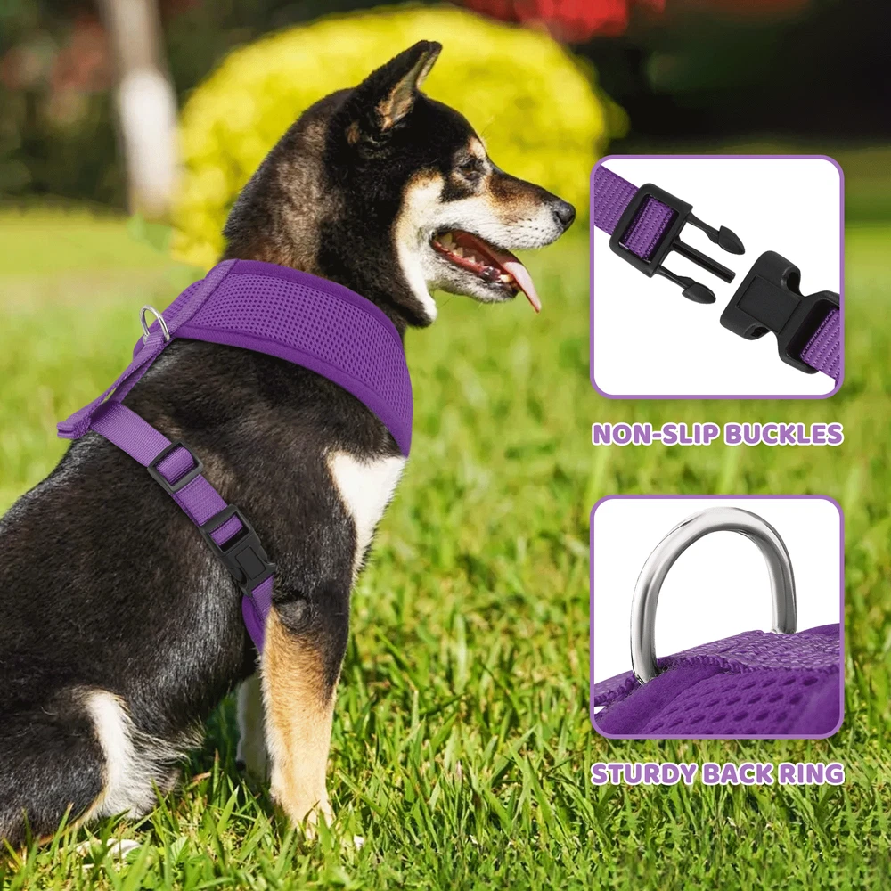Dog Harness Puppy Escape Proof Jacket Breathable Padded Mesh w/Reflective Vest
