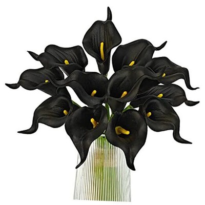  Artificial Calla Lily Flowers for Wedding Bouquet Klein Blue 12 Black
