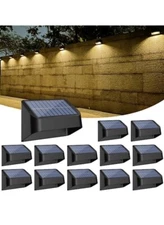 Brighter Solar Fence Lights 12 Pack, RGB 8 Black 12 Pack Solar Fence Lights