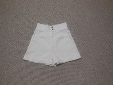 Vtg Express White Jean Denim Shorts Size 7 Cuffed