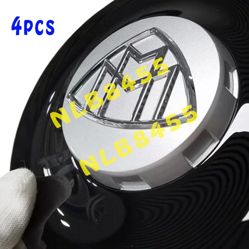4pc Maybach Gloss Black Wheel Center Hub Caps Emblem For 2020 Mercedes Benz S450 - Image 2 of 4