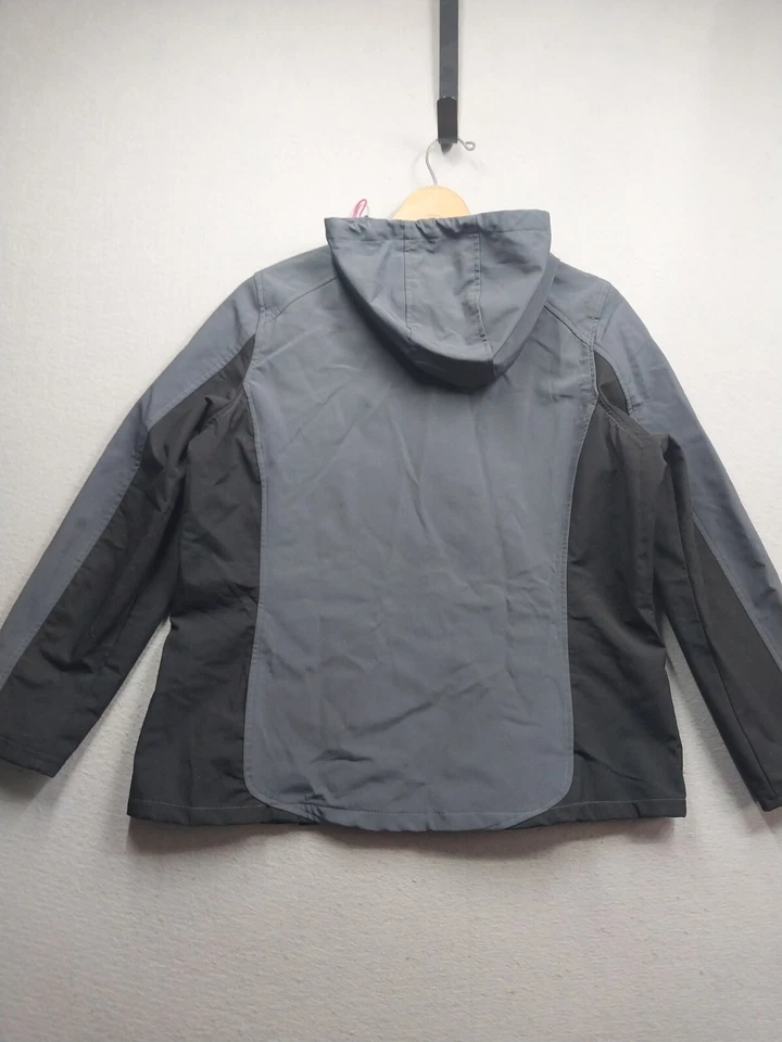 Chaqueta deportiva CB para mujer 1X gris/negro/rosa bolsillos con cremallera abrigo forrado con capucha Foto 2 de 4